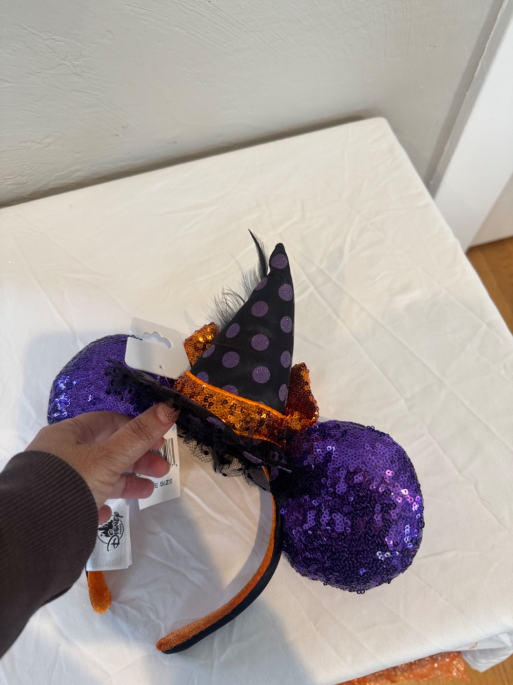 NWT Disney Parks Halloween Minnie Mouse Sequined Witch Ears Headband - Picture 4 of 6
